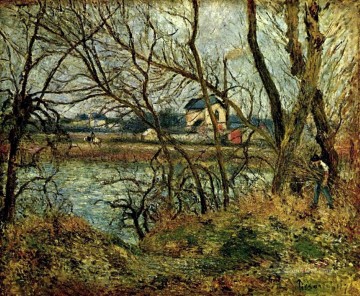  hermitage Works - the climbing path l hermitage 1877 Camille Pissarro Landscapes brook